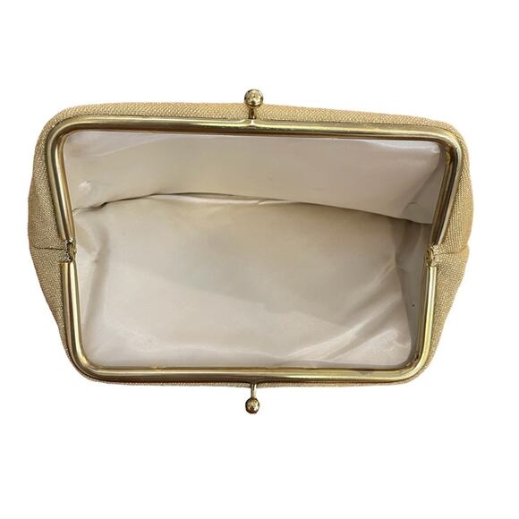 Vintage 1960's One Snap Gold Lurex Clutch Theatre Purse Bag - Picture 3 of 10